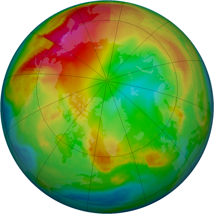 Arctic ozone map for 22 January 2001